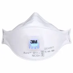 White, medium-sized N95 respirator with a dual adjustable headstrap and metal nose clip for a standard face seal. NIOSH-rated N95, suitable for protection against non-oil-based particles in industrial settings such as grinding, sanding, and sweeping.