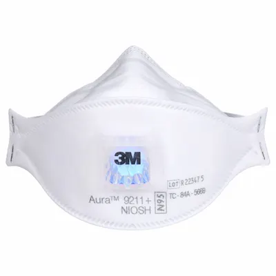 3M Disposable Respirator: Dual, Adj, Metal Nose Clip, Std, White, M Mask Size - N95 Respirators with Exhalation Valve