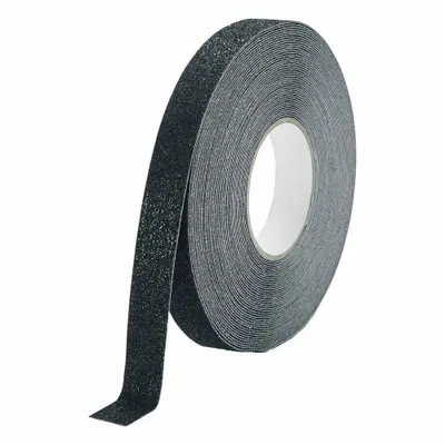 DURABLE Anti-Slip Tape: Extra-Coarse Abrasive, 36 Grit Size, Solid, Black, 1 in x 49 13/64 ft - Heavy Traffic Antislip Tape