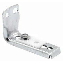 This hanging door pivot bracket from PRIME-LINE is designed for mounting and pivoting closet doors. It measures 2 7/8 inches in height and supports doors weighing up to 50 pounds. Suitable for standard residential applications.
