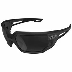 Full-frame safety glasses with smoke lens and gray frame. Features anti-fog and anti-reflective coatings. Metal detectable design. Padded comfort fit for extended wear in industrial environments.