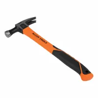 Straight-Claw Hammer: Steel, Textured Grip, Fiberglass Handle, 18 oz Head Wt, 15 in Overall Lg (MPN H80718)