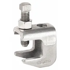 This C-clamp style beam clamp is made from 305 stainless steel and designed for use with 1/2 in threaded rod. It has a load capacity of 1,130 lb. Commonly used to suspend piping, conduit, ductwork, or cable trays from structural beams in industrial and commercial applications.