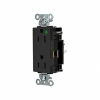 HUBBELL Receptacle: Hospital Grade, Decorator Duplex, 5-15R, Black, 125V AC, 15 A, 2 Pole / 3 Wire (MPN HBL2172STBK)