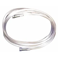 This PVC nasal cannula is designed for oxygen delivery in clinical or home-care settings. It connects to an oxygen source and provides a comfortable fit for respiratory support. The 7 ft tubing allows patient mobility.