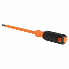 Insulated square screwdriver with #2 tip size, 6-inch shank length, and 10-1/4-inch overall length. Cushion grip handle provides comfort. Suitable for electrical work where insulation is required for protection against shock.