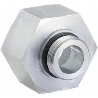 Threaded high-pressure pipe fitting with 2 in male thread and 1 in female NPT connection. Constructed from steel, rated for 2000 psi maximum operating pressure. Used to connect or adapt piping in hydraulic, pneumatic, and industrial fluid systems