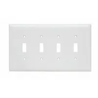 LEGRAND Wall Plate: Toggle, 4 Gang, White, Jumbo Size (MPN TPJ4W)