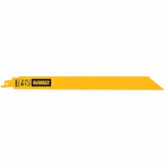 Bi-metal reciprocating saw blade, 12 inches long, 1 inch thick, with 18 teeth per inch. Designed for straight cuts in thin metal sheets, pipes, and profiles. Pack of 5 blades.