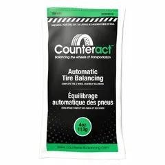 Green glass beads for dynamic wheel balancing in truck tires. The 4 oz weight distributes inside the tire to counteract imbalance, reducing vibration. Suitable for fleet and vehicle maintenance applications.