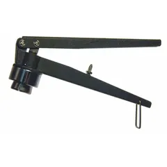 Manual crimper constructed of aluminum for securing aluminum seals onto 20 mm crimp-top vials. Used in laboratory sample preparation, chromatography, and pharmaceutical testing to create airtight seals.