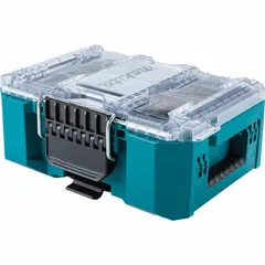 Security bar organizer for storing and securing hand and power tools. Overall dimensions: 10 15/16 in depth, 15 5/16 in width, 6 3/8 in height. Suitable for job sites or workshops to keep tools organized and protected.