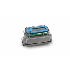 FLOMEC G2S05NQ9GMA is an inline turbine flowmeter with a digital totalizer for water measurement. It features a 1/2 in FNPT connection, PVDF rotor, and 4-20 mA output. Accuracy is +/-2% (body only). Display reads in gallons. Suitable for industrial water monitoring and process control.