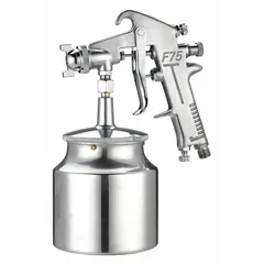 This conventional spray gun from SPEEDAIRE features a 10-inch type and a 1-quart cup capacity. It has a 1/4-inch air inlet and consumes 7.2 cfm at 40 psi. Designed for use with paints, it is suitable for industrial finishing, automotive refinishing, and general maintenance painting tasks.