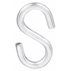 Zinc-plated steel S-hook with 0.091 in wire diameter, 1 in overall length and width. Rated for 29 lb. Used for hanging light loads such as cables, chains, or small tools in industrial and construction applications.