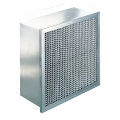 KOCH MERV 14 rigid cell air filter with fiberglass media and a galvanized steel single header. Measures 16 in x 25 in x 12 in. No gasket. Suitable for commercial and industrial HVAC systems requiring high-efficiency particulate capture.