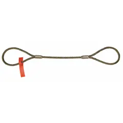 Galvanized steel wire rope sling with single-leg eye configuration for lifting and rigging. 18 ft length with 1000 lb vertical capacity. Suitable for industrial lifting applications where flexibility and corrosion resistance are required.