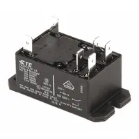 This 2-pole relay is rated at 30A and 24VDC. It is a replacement component for commercial food mixers, specifically the HOBART HL300 model. The relay controls electrical circuits within the mixer