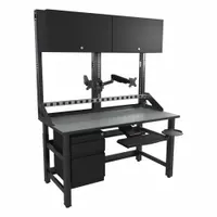 SAFCO PRODUCTS Computer Workstation: 0 Shelves, 2 Display Mounts, 86 in Overall Ht, 60 in Overall Wd (MPN TWTYP16TBLKSTGMBK)