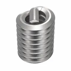 Screw-locking tanged helical insert for repairing or reinforcing internal threads in metal. Made from 18-8 stainless steel with a tensile strength of 200,000 to 250,000 psi. Features a #4-40 right-hand coarse thread and plain finish. Supplied in a 100-piece pack; requires STI tap size #4-40.