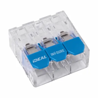 IDEAL Lever Wire Connector: 3 Port, 22 AWG – 10 AWG Solid Wire Size Range, 30 A - Compact Lever Wire Connectors