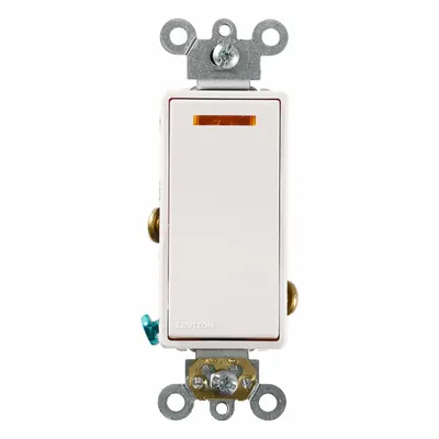 LEVITON Wall Switch: Rocker Switch, Single Pole, Maintained, White, 277V AC - Rocker Wall Switches