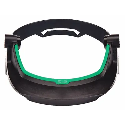 MSA Face Shield Frame: Slotted Attachment Type, HDPE, Black/Green - MSA Hard Hat Adapters for Face Shields