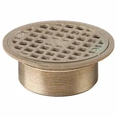 Class A light-duty floor drain grate for indoor applications such as restrooms and light commercial areas. Round design with 5 1/4 in overall diameter and 2 in overall height. Nickel bronze finish resists corrosion in areas with occasional water exposure.