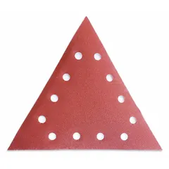 Aluminum oxide abrasive triangle for drywall sanders. Features a cloth backing with hook-and-loop attachment for quick disc changes. Each triangle measures 7 inches. Pack of 10.