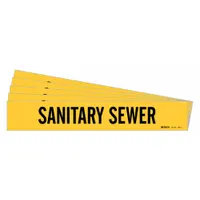 Pipe Marker: Sanitary Sewer, Yellow, Black, Fits 2 1/2 to 7 7/8 in Pipe O.D., 1 Pipe Markers, 5 PK (MPN 7251-1-PK)