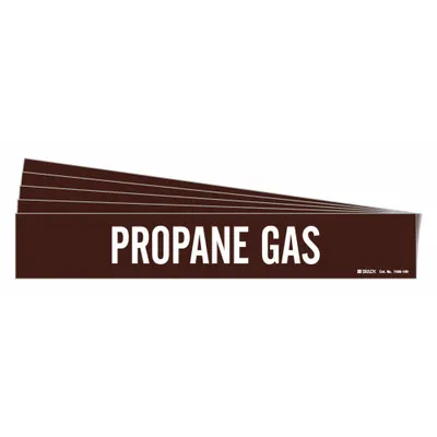 BRADY Pipe Marker: Propane Gas, Brown, White, Fits 8 in and Larger Pipe O.D. - Propane Gas Adhesive Pipe Markers