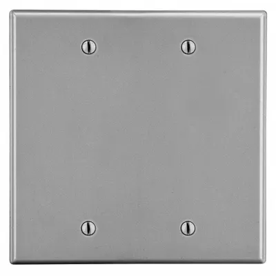 HUBBELL Wall Plate: Blank, 2 Gang, Gray - General Purpose Wall Plates