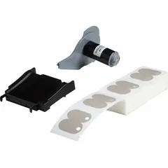 Polyethylene tag roll with gray matte finish, 1 in x 1 3/4 in, 100 tags per roll. For indoor use with BMP71 printer series. Used for labeling equipment, panels, and assets in industrial identification and organization.