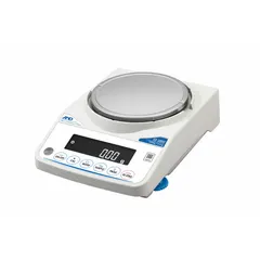 Precision lab balance with 3200 g capacity, 0.01 g readability, 0.01 g repeatability, and 0.02 g linearity. LCD display. Suitable for weighing samples in laboratory environments requiring accurate mass measurement.