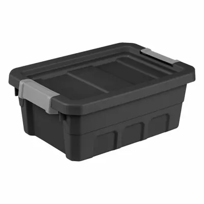 STERILITE Storage Tote: 4 gal, 18 in x 12 5/8 in x 7 1/8 in, Black Body, Less than 10 gal - Colored Totes with Latch-On Lids