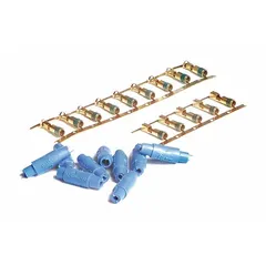 This wire terminal kit includes receptacles, 14 terminals, and 9 boots for creating secure electrical connections with 8, 10, and 12 AWG wires. Used in wiring repairs and harness assembly for trucks, trailers, and heavy equipment.