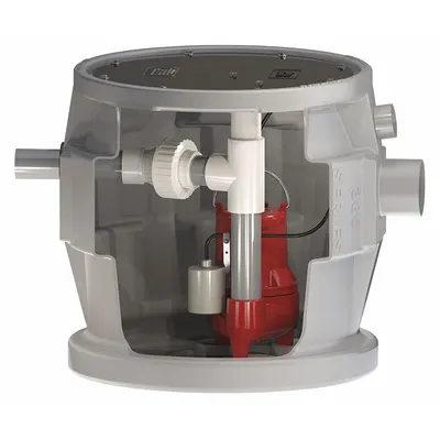 LIBERTY PUMPS Sewage Ejector System: 41 gal, 1/2 hp, 115V AC, 120 gpm Flow Rate @ 10' of Head - Simplex Sewage Ejector Pump Systems