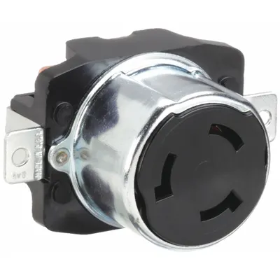 BRYANT Locking Receptacle: Non-NEMA, Black, 250V DC/600V AC, 50 A Current Rating - General Purpose Receptacles