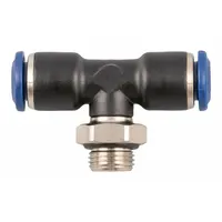AIGNEP USA Push-Fit Tee Fitting: 5/16 in OD x 5/16 in OD x 1/8 in Pipe Size, Nylon, 44 mm Overall Lg (MPN 85210-05-02)