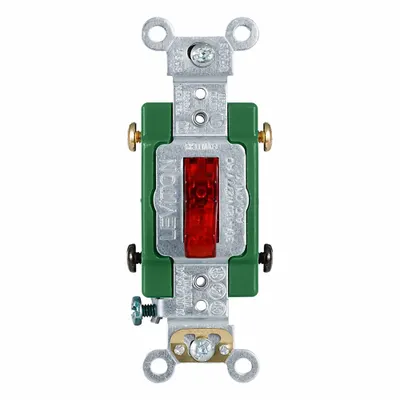 LEVITON Wall Switch: Toggle Switch, Double Pole, Maintained, Red, 120V AC - Toggle Wall Switches