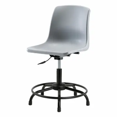 BLUE RIDGE ERGONOMICS Shell Chair: Gray, Plastic Material, 17 in Back Ht, 16 in Seat Wd - Armless Office Chairs
