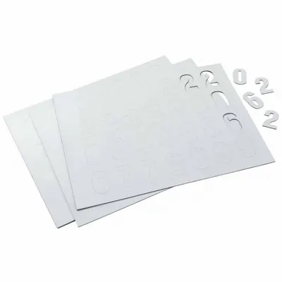 BRADY Number Label Set, 1-1/2 in Character Height, White, 112-Piece - Magnetic Letters & Numbers