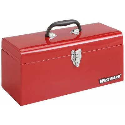 WESTWARD Tool Box: 16 in W 7 in D 7 1/2 in H, Steel, Red, Padlock - Steel Tool Boxes