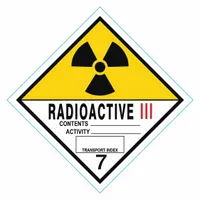 STRANCO INC DOT Container Label: Radioactive III, 4 in x 4 in, 4 in Label Ht, 4 in Label Wd, 250 PK (MPN HMSL-0052-V250)