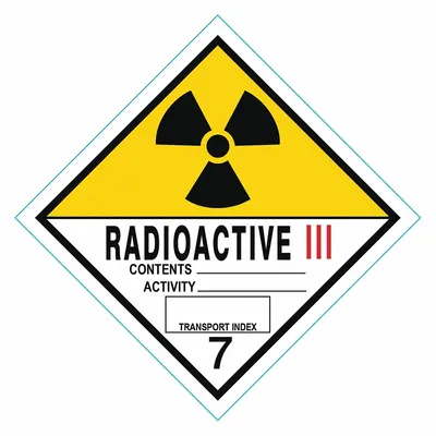 STRANCO Container Label: Radioactive III, 4 in x 4 in, 4 in Label Ht, 4 in Label Wd - Class 7: Radioactive