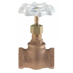 This lead-free bronze globe valve features a rising stem and Z-body design with FNPT x FNPT connections. Suitable for general-service applications requiring flow regulation or shut-off in piping systems. Pipe size: 1 in.