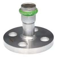 This APOLLO SmartPress press flange is a press-fit x flange adapter for potable water systems. It connects press-fit piping to flanged components in commercial and industrial water supply applications. The fitting has a 1 1/2 in pipe size on both ends and features an EPDM seal