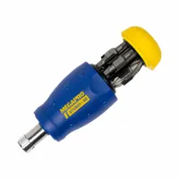 MEGAPRO Multi-Bit Screwdriver: Phillips/Slotted/Square/Torx Tip, 12 Tips, 1/4 in/25mm, Double End (MPN 131STUBBY-B)