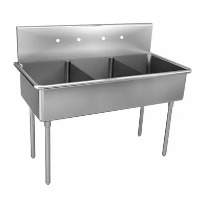 JUST MANUFACTURING Scullery Sink: 3 Bowls, 48 in Overall Ht, 75 in Overall Lg - Three-Bowl Freestanding Kitchen & Bar Sinks without Faucets