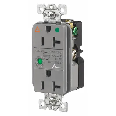 BRYANT Receptacle: Hospital Grade, Duplex, 5-20R, Gray, 125V AC, 20 A - General Purpose Receptacles